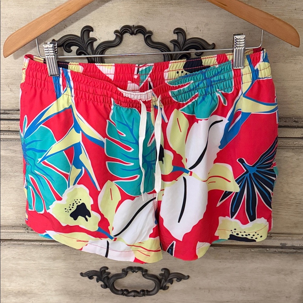 chubbies Red Tropical Floral Swim Trunks